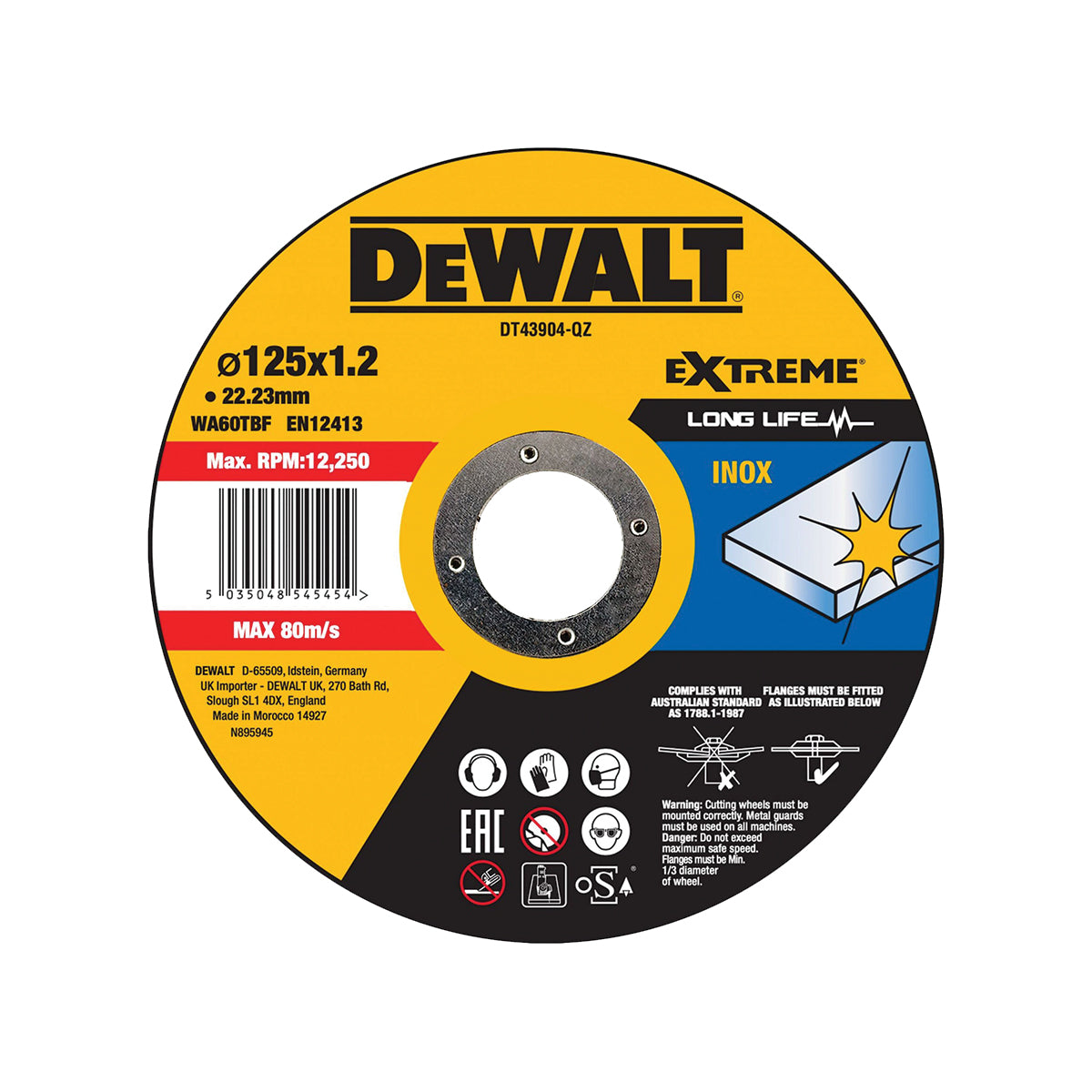 Disco abrasivi extreme taglio ACCIAIO INOX - PIATTO - DeWALT Disco abrasivi extreme taglio ACCIAIO INOX - PIATTO - DeWALT